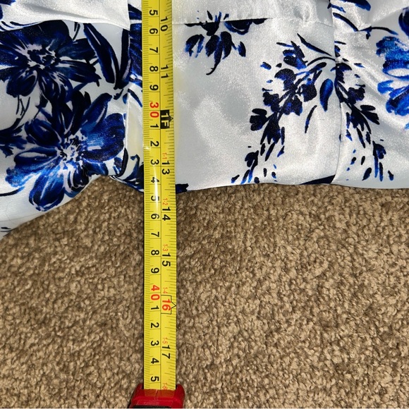Betsy & Adam silk floral print white and blue dress Size 6 NWT Retail $289 - Picture 12 of 12